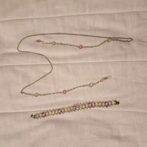 Pastel beaded glasses holder and bracelet